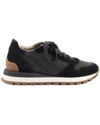 Brunello Cucinelli - Panelled Lace-Up Sneakers - Lyst