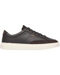 BOSS - Boss Round Toe Lace-Up Sneakers - Lyst