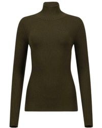 Victoria Beckham - Ribbed High Neck Knitted Jumper - Lyst