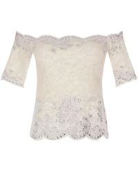 Rabanne - Rabanne Lace Off-Shoulder Top - Lyst