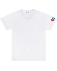 COMME DES GARÇONS PLAY - Comme Des Garçons Play Logo Patch Crewneck T-Shirt - Lyst