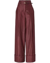 Fendi - Taffeta Logo Plaque Wide-Leg Trousers - Lyst