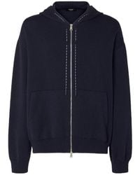 Fendi - Long Sleeved Zip-Up Drawstring Hoodie - Lyst