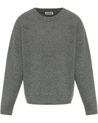 Jil Sander - Ribbed Crew Neck Knitted Sweater - Lyst