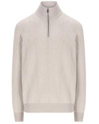 Brunello Cucinelli - Half-Zip Chevron Jumper - Lyst