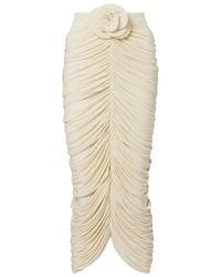 Magda Butrym - Floral-Applique Ruched Midi Skirt - Lyst