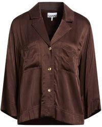 Ganni - Satin Solid-Color Shirt - Lyst