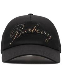 Burberry - Check Cursive Logo Gabardine Baseball Cap - Lyst