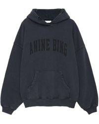 Anine Bing - Harvey Distressed Logo Printed Hoodie - Lyst