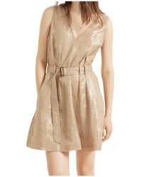 Brunello Cucinelli - Lamé Belted Mini Dress - Lyst