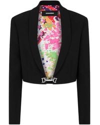 DSquared² - Logo-Plaque Long-Sleeved Cropped Blazer - Lyst