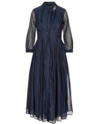 Max Mara - Collared Long-Sleeved Dress - Lyst