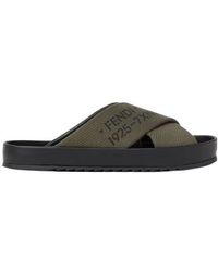 Fendi - Double Slide Cross-Strap Slides - Lyst