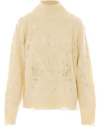 Aniye By - Tina Distressed High Neck Knitted Sweater - Lyst