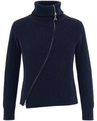 Patrizia Pepe - Asymmetric-Zip Knitted Sweater - Lyst