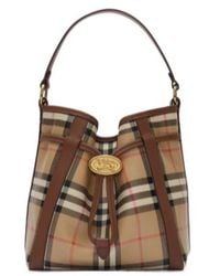Burberry - Checked Drawstring Bucket Bag - Lyst