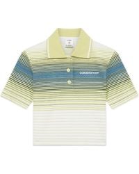 CASABLANCA - Logo Embroidered Striped Polo Shirt - Lyst