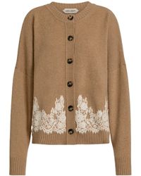 Alberta Ferretti - Cashmere Cardigan With Contrasting Lace Hem - Lyst