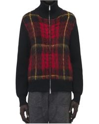 McQueen - Tartan Brushed-Effect Zip-Up Cardigan - Lyst