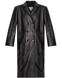 Bottega Veneta - Long-Sleeved Leather Coat - Lyst
