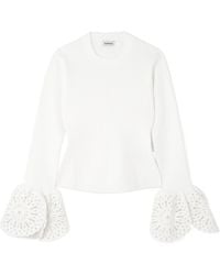 Jonathan Simkhai - Elyse Fan-Shaped Lace Ribbed Knit Top - Lyst