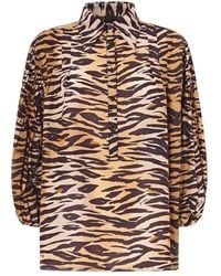 Pinko - Animal Print Long-Sleeve Blouse - Lyst