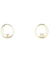 Dolce & Gabbana - Dg Logo Engraved Hoop Earrings - Lyst