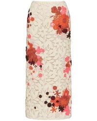 Valentino - Logo Embroidered Lace Mid-Length Skirt - Lyst