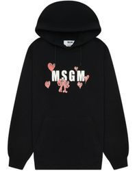 MSGM - Logo-Print Drawstring Hoodie - Lyst