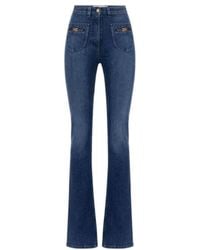 Elisabetta Franchi - Logo Plaque Boot Cut Jeans - Lyst