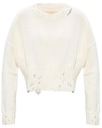 Marni - Distressed Cropped Knitted Jumper - Lyst