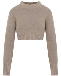 Max Mara - Crewneck Long-Sleeved Cropped Jumper - Lyst