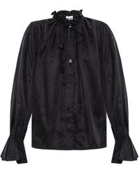 Ganni - Ruffled Long-Sleeved Shirt - Lyst