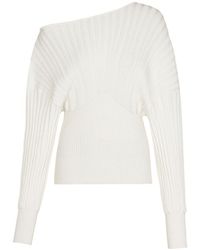 Balmain - Rib-Knit One-Shoulder Sweater - Lyst