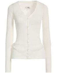MM6 by Maison Margiela - Solid-Color Knit Cardigan - Lyst