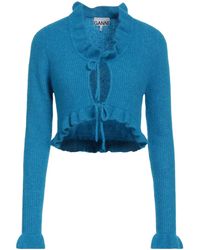 Ganni - Lightweight Knitted Long-Sleeve Crew-Neck Top - Lyst