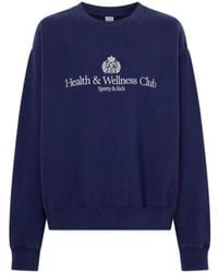 Sporty & Rich - Logo-Embroidered Cotton-Jersey Sweatshirt - Lyst