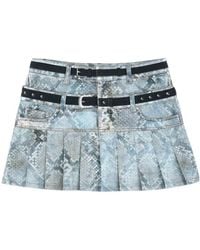ANDERSSON BELL - Python Print Faded Denim Mini Skirt - Lyst