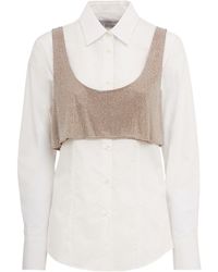 GIUSEPPE DI MORABITO - Cotton Poplin Shirt With Crystal Top - Lyst
