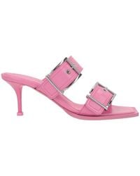 McQueen - Buckle Detailed Slip-On Sandals - Lyst