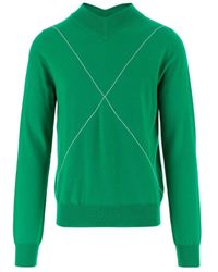 Bottega Veneta - Contrast-Stitch V-Neck Knitted Jumper - Lyst