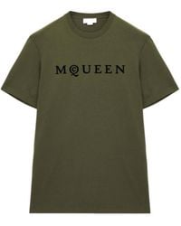 McQueen - Flocked-Logo Crewneck T-Shirt - Lyst