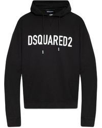 DSquared² - Logo Printed Drawstring Hoodie - Lyst