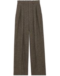 Saint Laurent - Herringbone Wool Wide-Leg Pants - Lyst