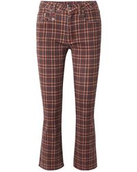 R13 - Kick Fit Cropped Checked High-Rise Flared Jeans - Lyst
