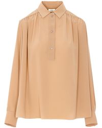 Saint Laurent - Pleated Long-Sleeve Shirt - Lyst