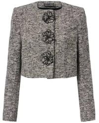 Oscar de la Renta - Floral-Appliqué Cotton-Blend Tweed Jacket - Lyst