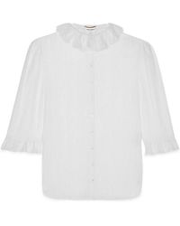 Saint Laurent - Ruffled Lace Detailed Blouse - Lyst
