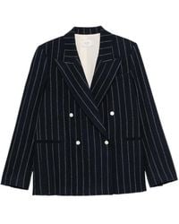 Alysi - Wool-Blend Striped Double-Breasted Coat - Lyst