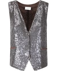 P.A.R.O.S.H. - Sequined Vest With Deep V-Neckline - Lyst